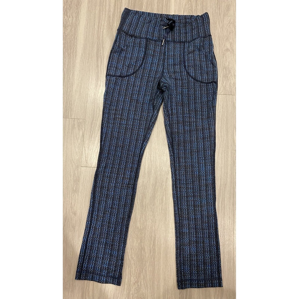 Lululemon Pants Womens M Blue Black Casual Leggings Yoga Athletic Stretch EUC